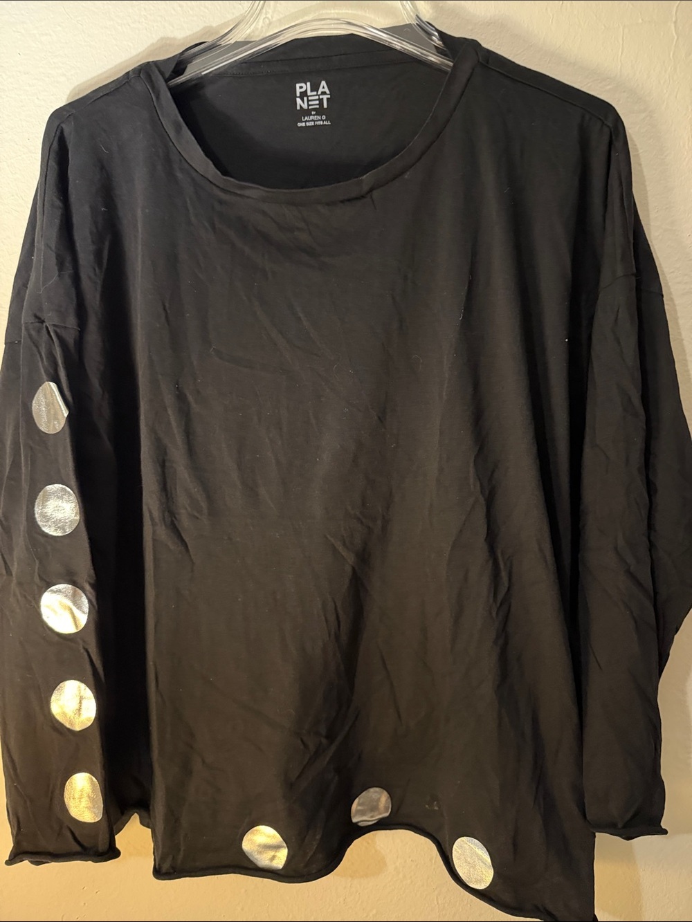 Planet® Women’s Black Long Sleeve Tee with Silver Dot Details